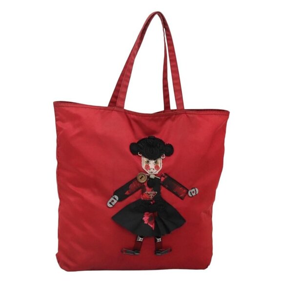 PRADA Tote Bag Nylon Red Auth ep8067 - Picture 1 of 16